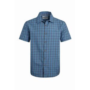 Weird Fish Mens Judd Checked Natural Cotton Short-Sleeved Shirt / Ensign Blue